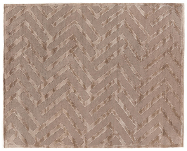 Exquisite Rugs Metro Velvet Hand Knotted Wool/Viscose in 5009 Beige 9' x 12' Area Rug