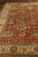 Exquisite Rugs Fine Serapi Hand Knotted New Zealand Wool in 5019 Rust/Light Gold 10' x 14' Area Rug
