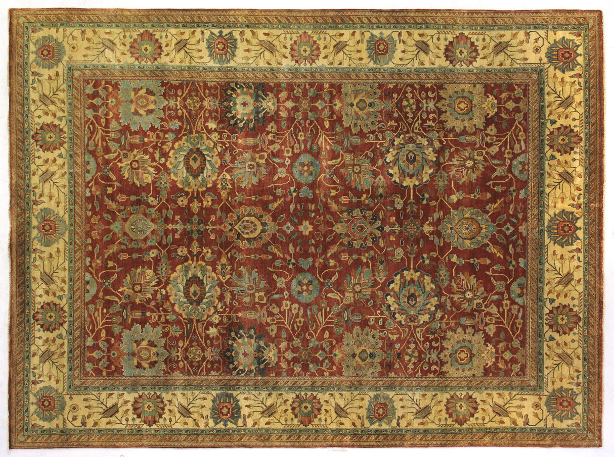 Exquisite Rugs Fine Serapi Hand Knotted New Zealand Wool in 5019 Rust/Light Gold 12' x 15' Area Rug