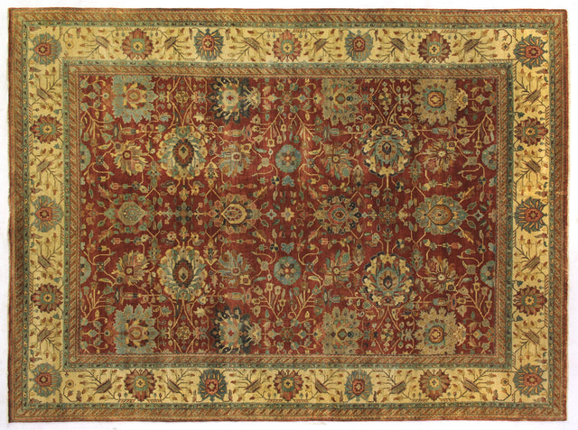 Exquisite Rugs Fine Serapi Hand Knotted New Zealand Wool in 5019 Rust/Light Gold 12' x 15' Area Rug