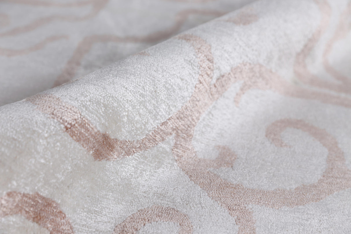 Exquisite Rugs Bamboo Silk Hand Knotted Bamboo Silk in 5025 Light Pink/Ivory 10' x 14' Area Rug