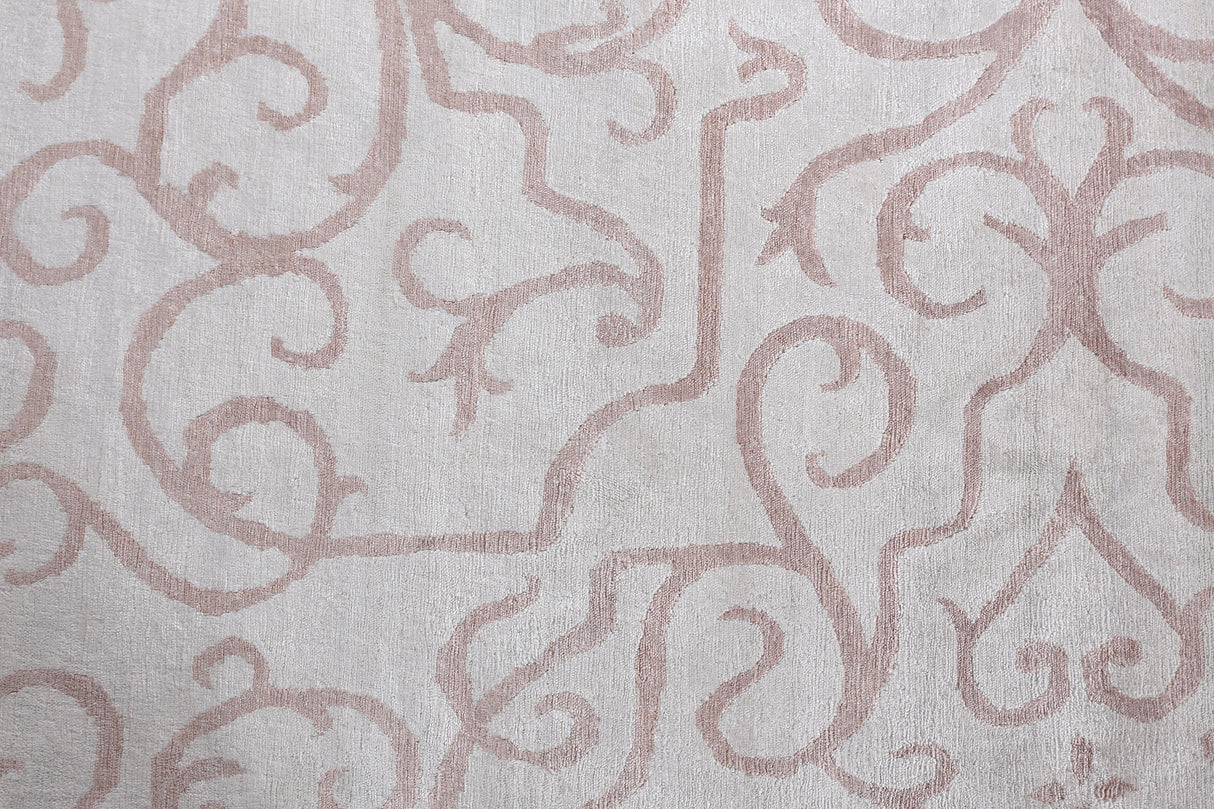 Exquisite Rugs Bamboo Silk Hand Knotted Bamboo Silk in 5025 Light Pink/Ivory 10' x 14' Area Rug