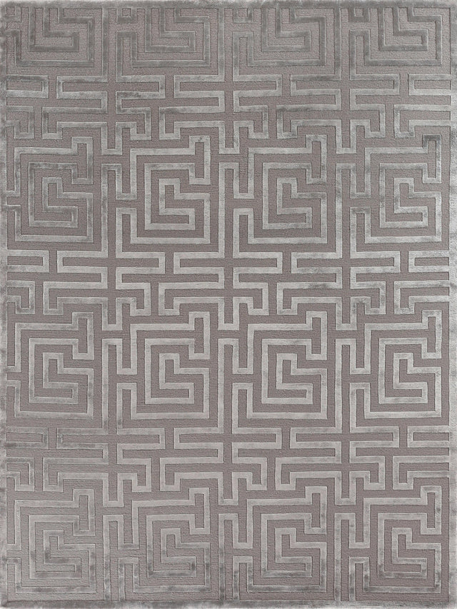 Exquisite Rugs Metro Velvet Hand Knotted Wool/Viscose in 5041 Taupe 8' x 10' Area Rug