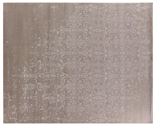 Exquisite Rugs Fine Bamboo Hand Knotted Bamboo Silk in 5045 Light Silver 10' x 14' Area Rug