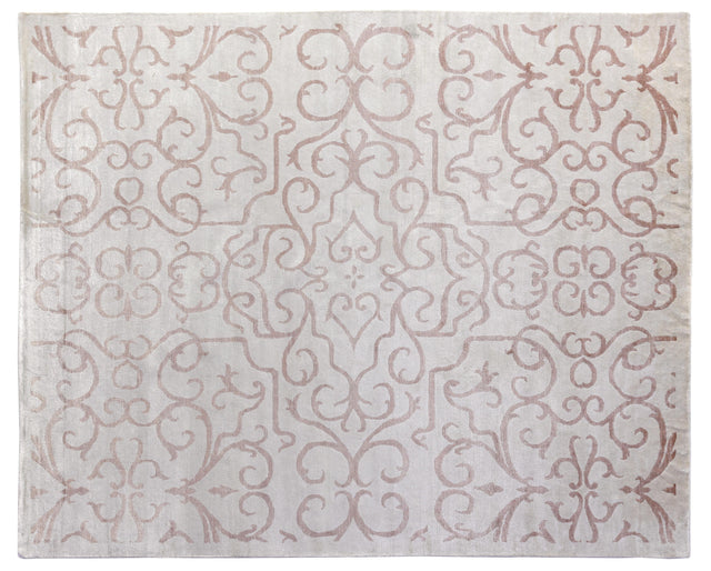 Exquisite Rugs Bamboo Silk Hand Knotted Bamboo Silk in 5025 Light Pink/Ivory 9' x 12' Area Rug