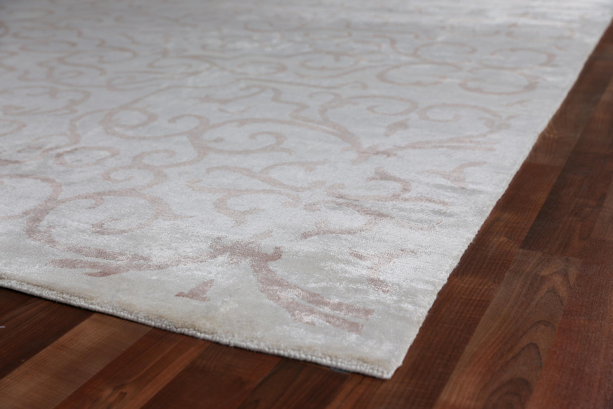 Exquisite Rugs Bamboo Silk Hand Knotted Bamboo Silk in 5025 Light Pink/Ivory 9' x 12' Area Rug