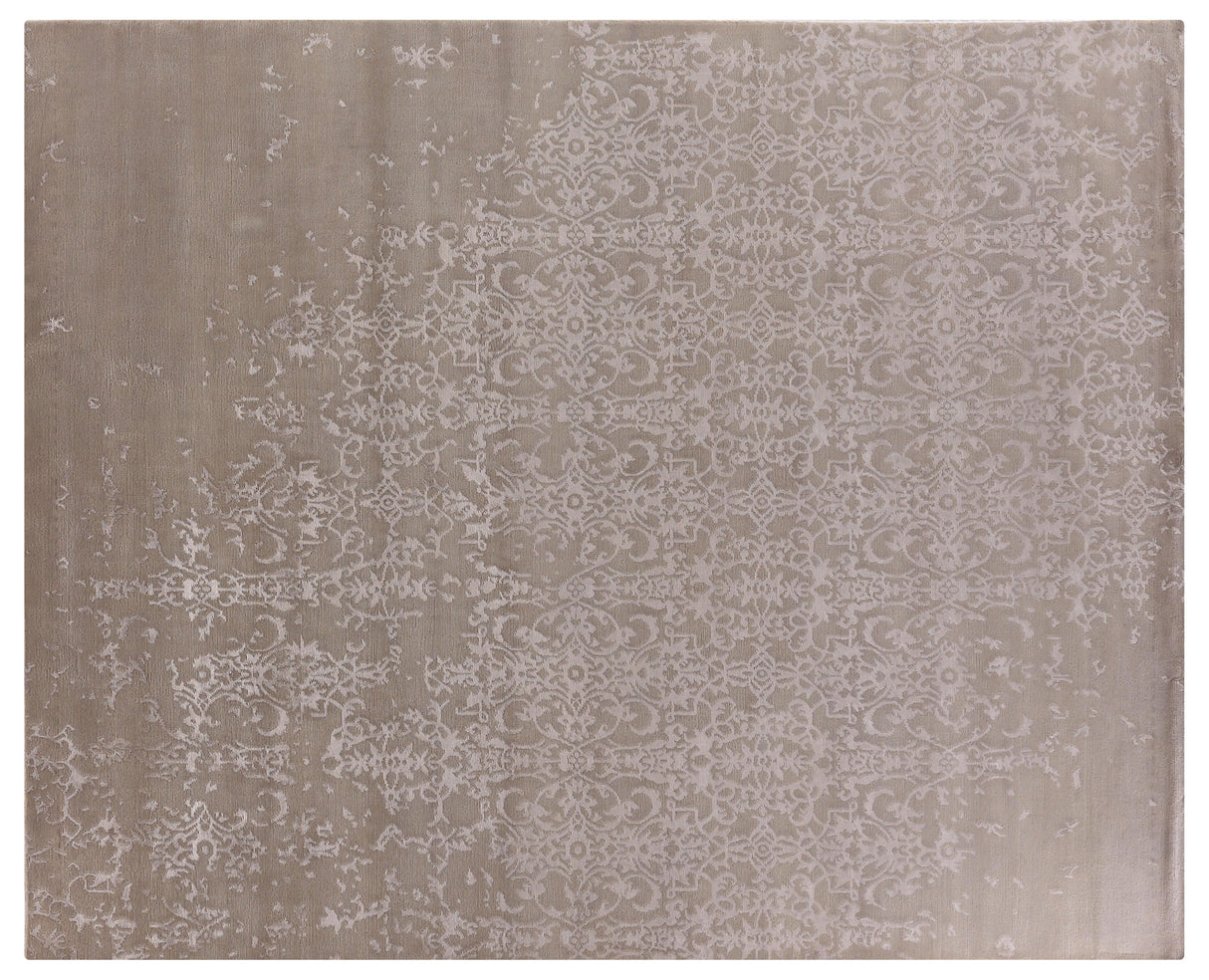 Exquisite Rugs Fine Bamboo Hand Knotted Bamboo Silk in 5045 Light Silver 9' x 12' Area Rug