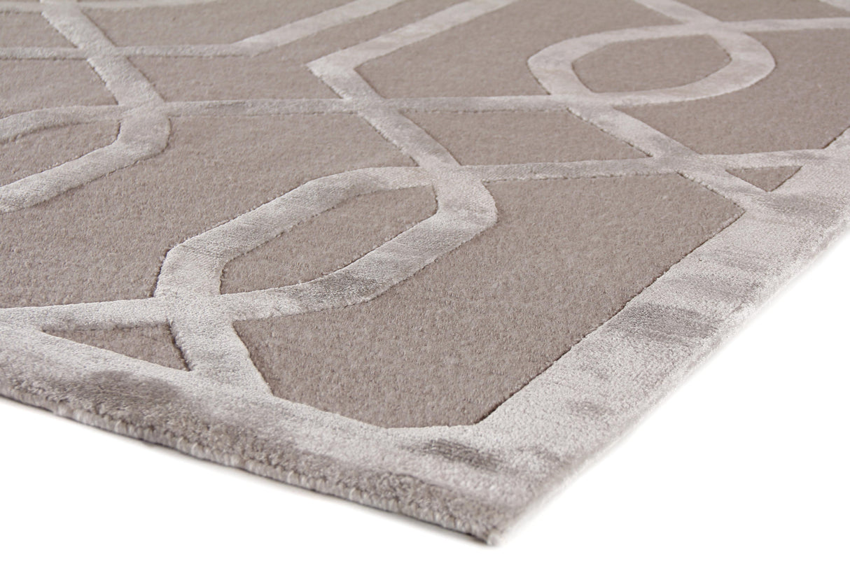 Exquisite Rugs Metro Velvet Hand Knotted Wool/Viscose in 5046 Light Taupe 6' x 9' Area Rug