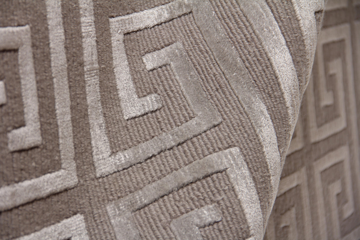 Exquisite Rugs Metro Velvet Hand Knotted Wool/Viscose in 5048 Taupe 12' x 15' Area Rug