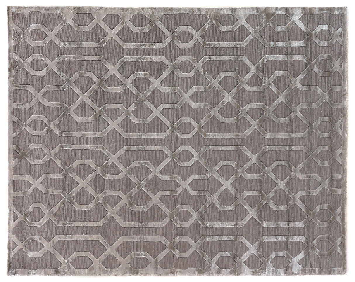 Exquisite Rugs Metro Velvet Hand Knotted Wool/Viscose in 5057 Taupe 12' x 15' Area Rug