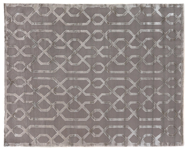 Exquisite Rugs Metro Velvet Hand Knotted Wool/Viscose in 5057 Taupe 8' x 10' Area Rug