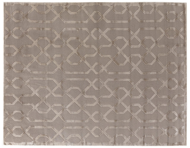 Exquisite Rugs Metro Velvet Hand Knotted Wool/Viscose in 5058 Light Beige 8' x 10' Area Rug