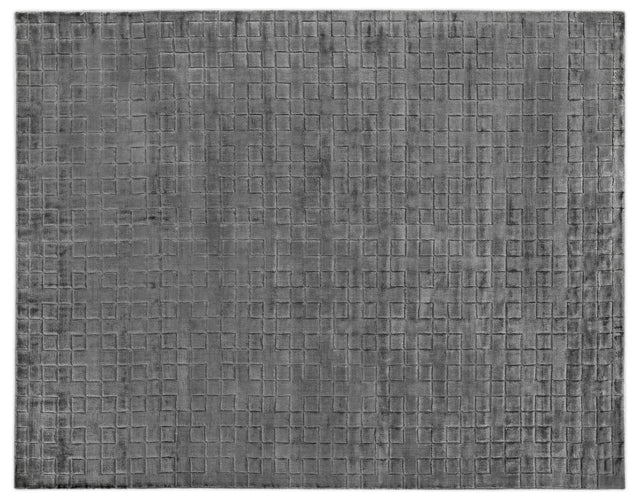 Exquisite Rugs Smooch Geo Hand Loomed Bamboo Silk in 5094 Dark Gray 6' x 9' Area Rug