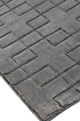 Exquisite Rugs Smooch Geo Hand Loomed Bamboo Silk in 5094 Dark Gray 6' x 9' Area Rug