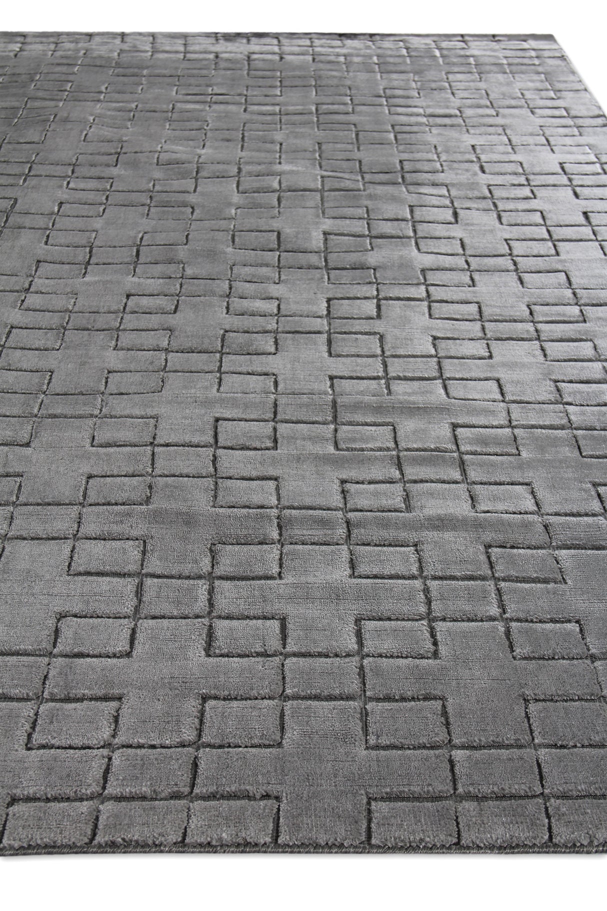 Exquisite Rugs Smooch Geo Hand Loomed Bamboo Silk in 5094 Dark Gray 6' x 9' Area Rug
