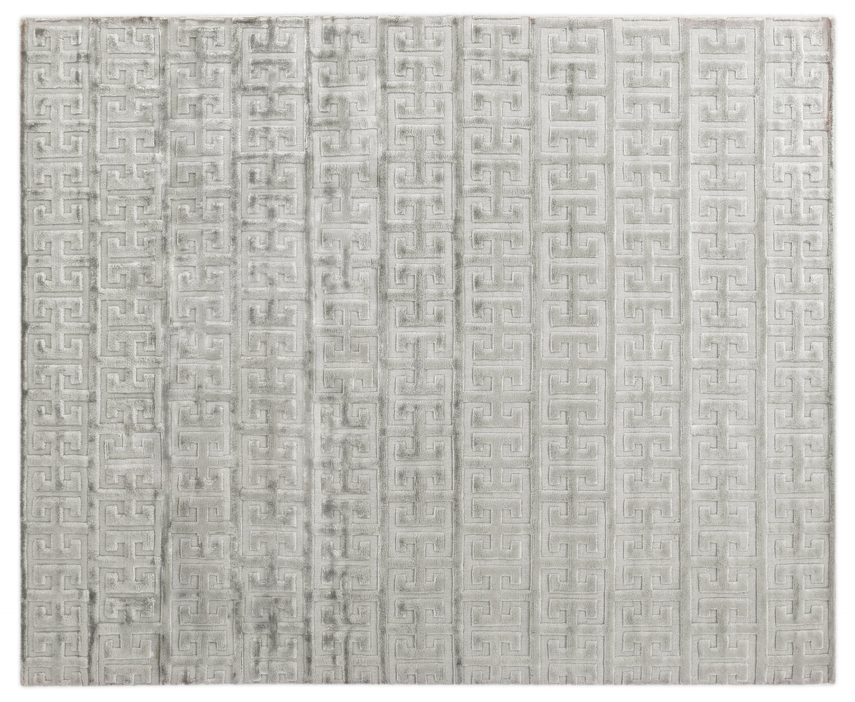 Exquisite Rugs Smooch Geo Hand Loomed Bamboo Silk in 5163 Silver 6' x 9' Area Rug