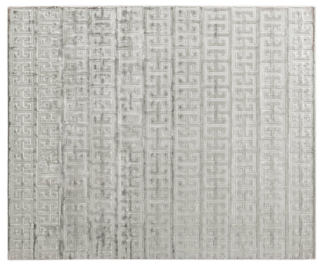 Exquisite Rugs Smooch Geo Hand Loomed Bamboo Silk in 5163 Silver 6' x 9' Area Rug