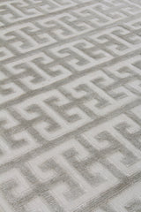 Exquisite Rugs Smooch Geo Hand Loomed Bamboo Silk in 5163 Silver 6' x 9' Area Rug