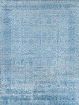 Exquisite Rugs Antique'd Silk Hand Knotted Bamboo Silk in 5171 Blue 10' x 14' Area Rug