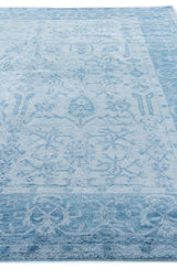 Exquisite Rugs Antique'd Silk Hand Knotted Bamboo Silk in 5171 Blue 10' x 14' Area Rug