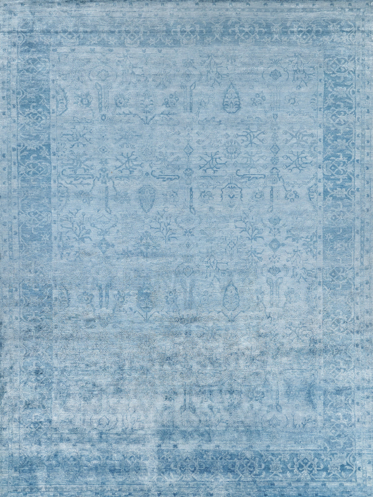 Exquisite Rugs Antique'd Silk Hand Knotted Bamboo Silk in 5171 Blue 6' x 9' Area Rug
