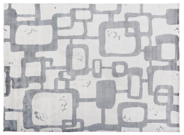 Exquisite Rugs Koda Hand Loomed Bamboo Silk in 5179 Ivory/Silver 9' x 12' Area Rug