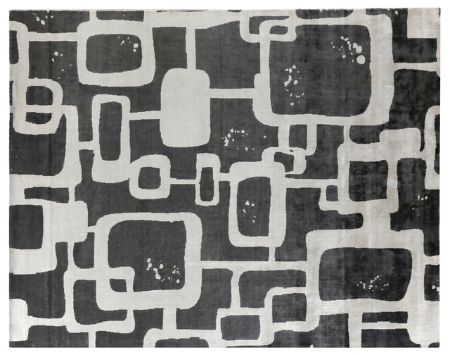 Exquisite Rugs Koda Hand Loomed Bamboo Silk in 5180 Ivory/Charcoal 8' x 10' Area Rug