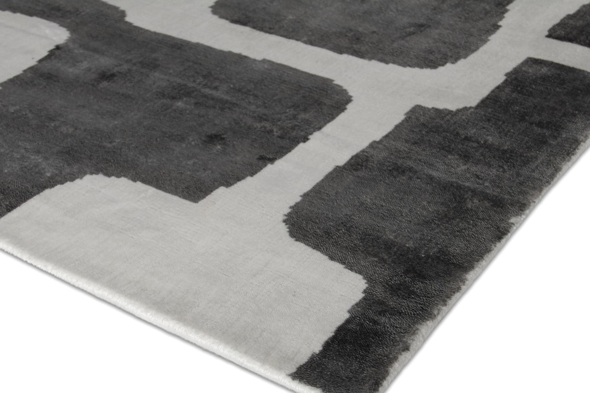 Exquisite Rugs Koda Hand Loomed Bamboo Silk in 5180 Ivory/Charcoal 10' x 8' Area Rug