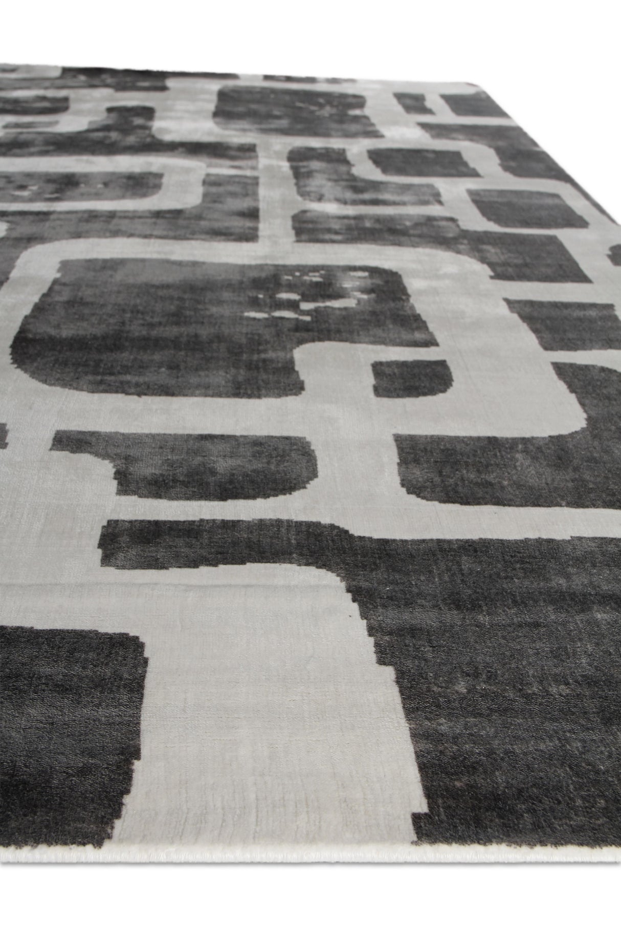 Exquisite Rugs Koda Hand Loomed Bamboo Silk in 5180 Ivory/Charcoal 10' x 8' Area Rug