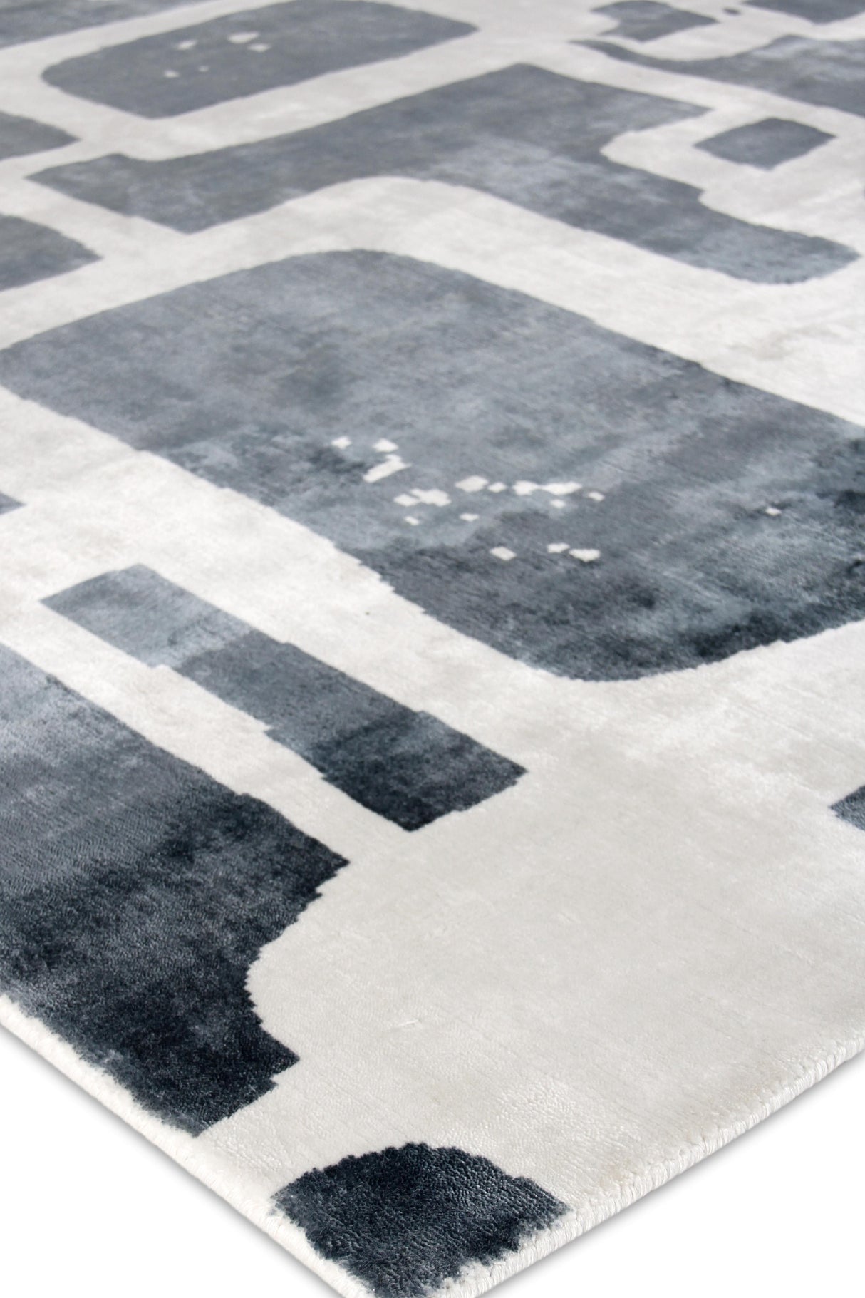 Exquisite Rugs Koda Hand Loomed Bamboo Silk in 5181 Denim/Ivory 9' x 12' Area Rug