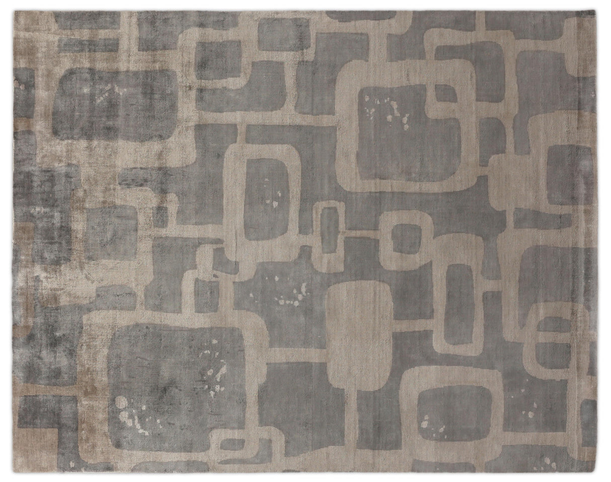 Exquisite Rugs Koda Hand Loomed Bamboo Silk in 5182 Gray/Taupe 9' x 12' Area Rug