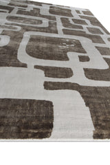 Exquisite Rugs Koda Hand Loomed Bamboo Silk in 5183 Brown/Silver 8' x 10' Area Rug