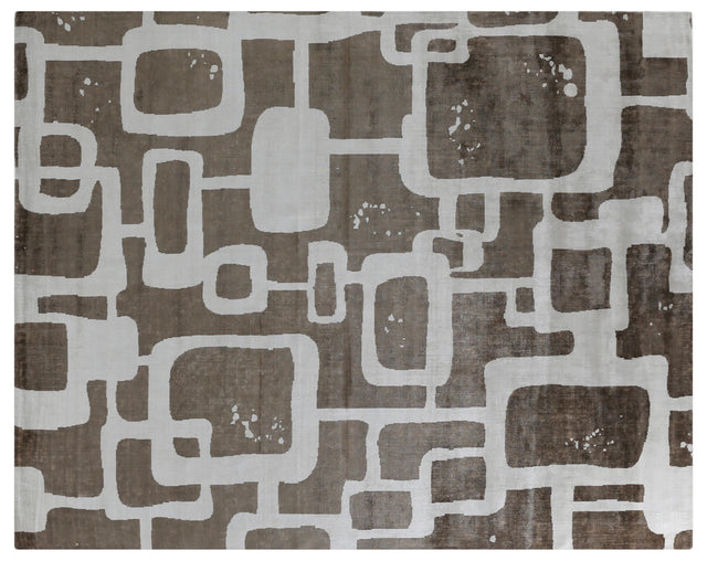 Exquisite Rugs Koda Hand Loomed Bamboo Silk in 5183 Brown/Silver 9' x 12' Area Rug