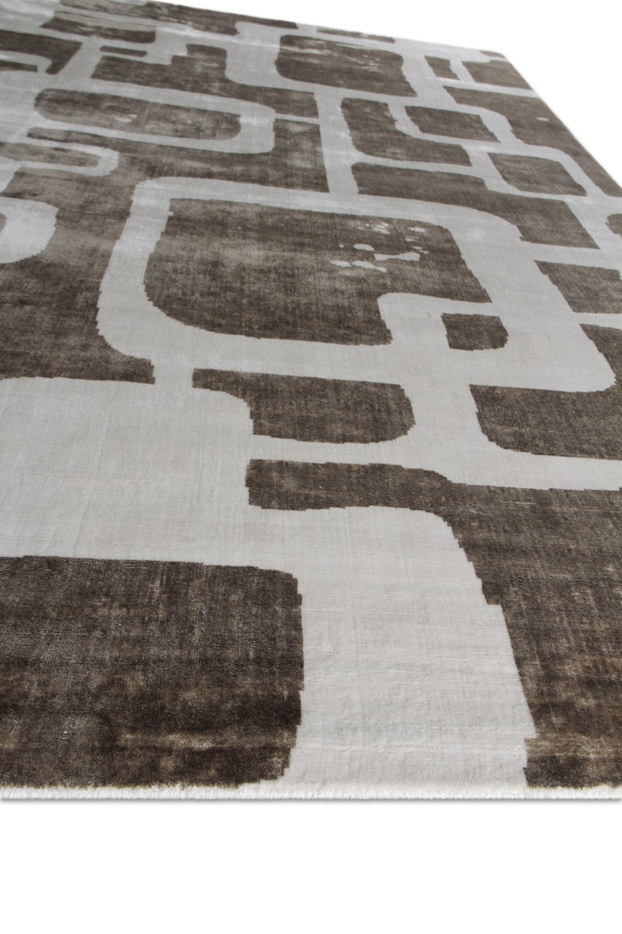 Exquisite Rugs Koda Hand Loomed Bamboo Silk in 5183 Brown/Silver 9' x 12' Area Rug