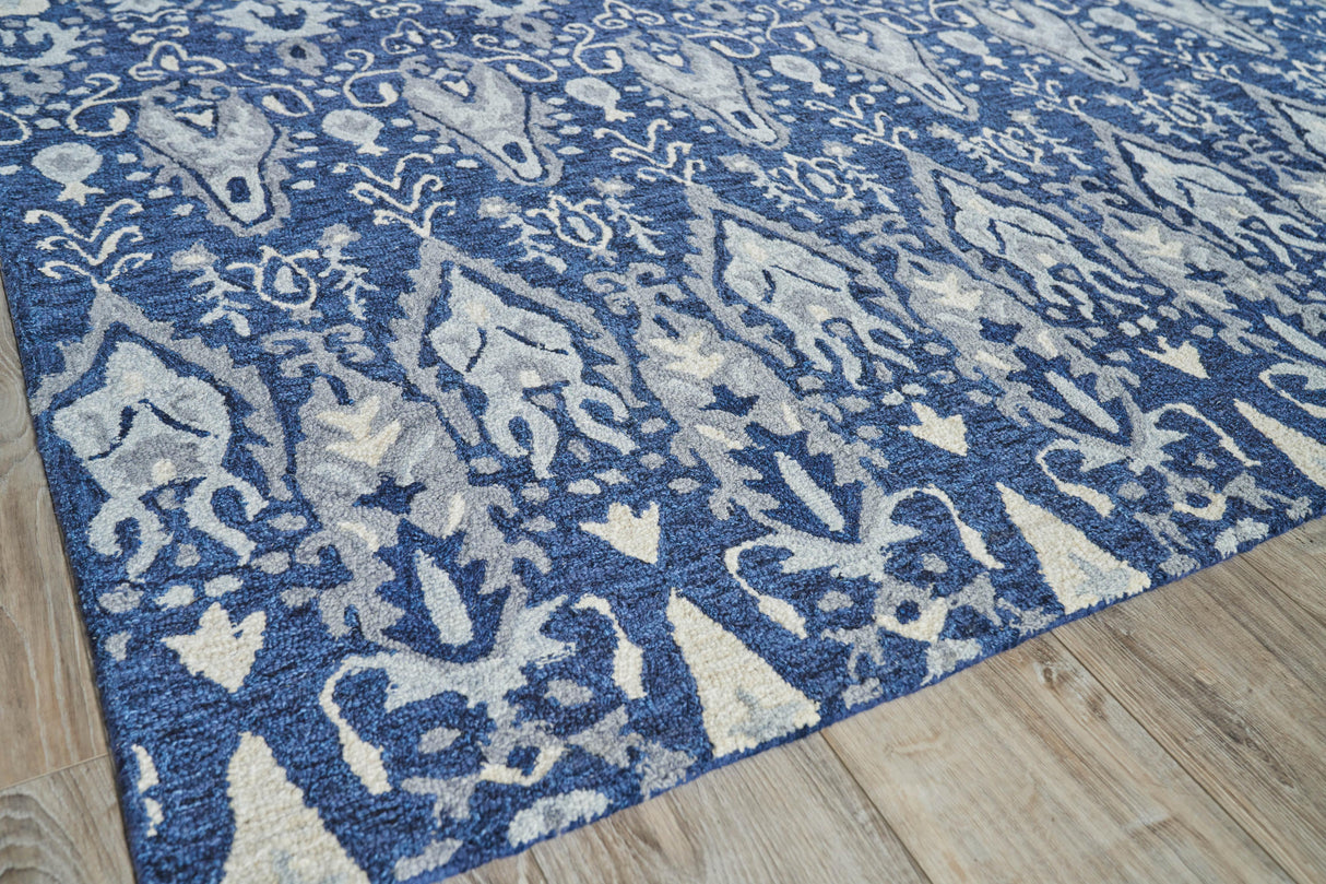 Exquisite Rugs Sarasota Hand Tufted New Zealand Wool in 5251 Navy/Gray 12' x 15' Area Rug