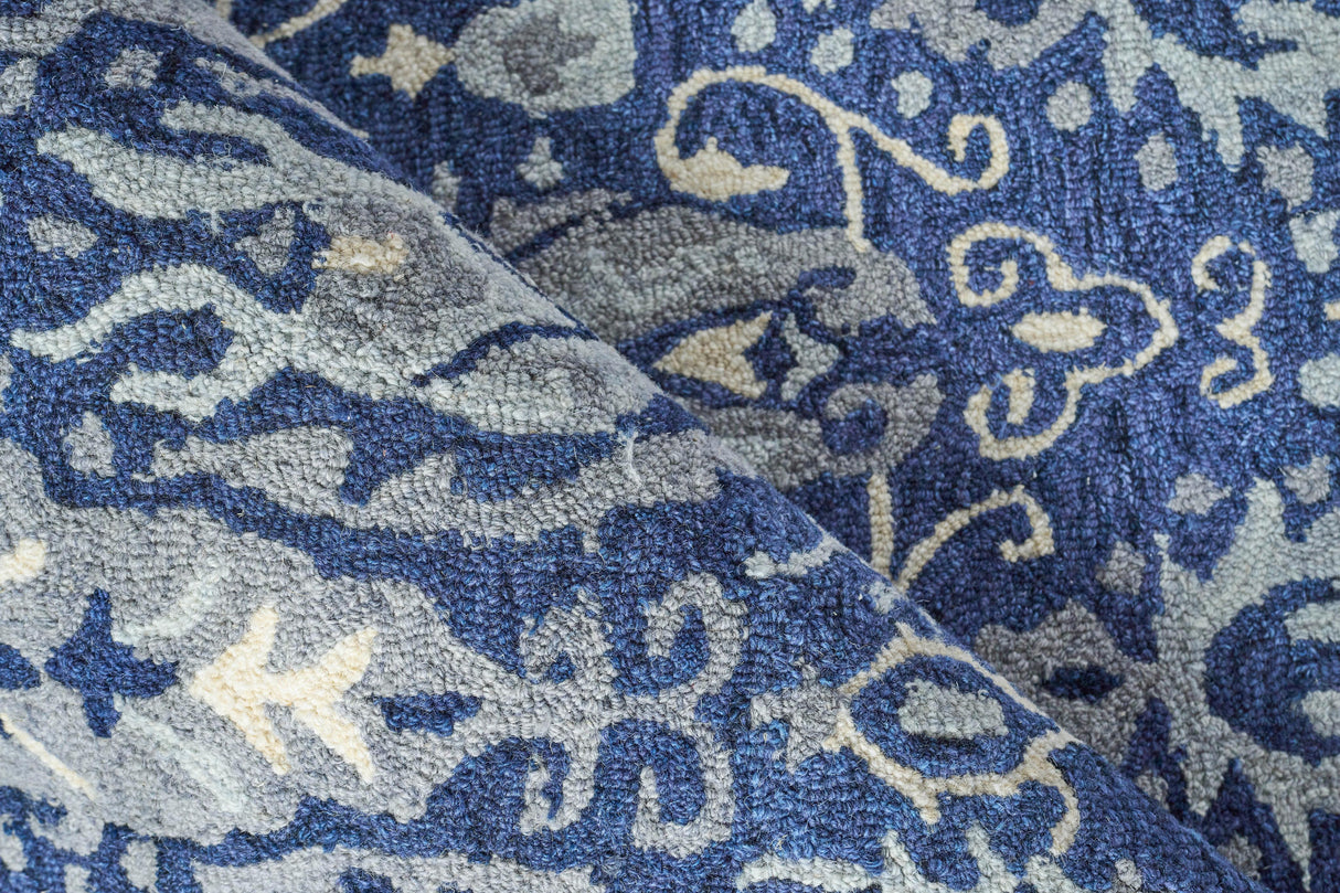 Exquisite Rugs Sarasota Hand Tufted New Zealand Wool in 5251 Navy/Gray 12' x 15' Area Rug