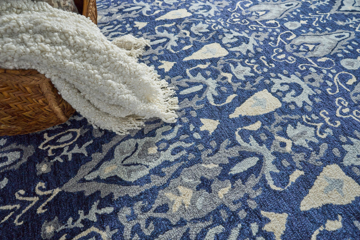 Exquisite Rugs Sarasota Hand Tufted New Zealand Wool in 5251 Navy/Gray 14' x 18' Area Rug