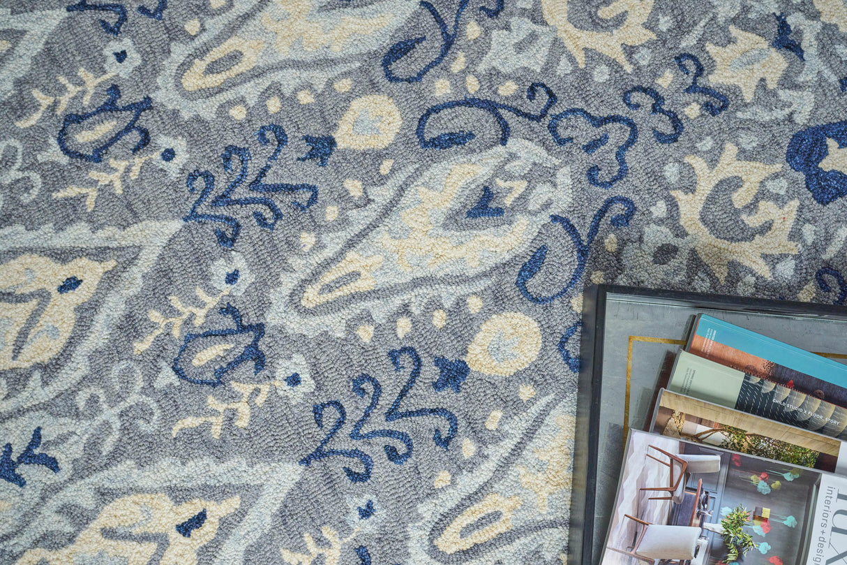 Exquisite Rugs Sarasota Hand Tufted New Zealand Wool in 5252 Gray/Light Blue 10' x 14' Area Rug