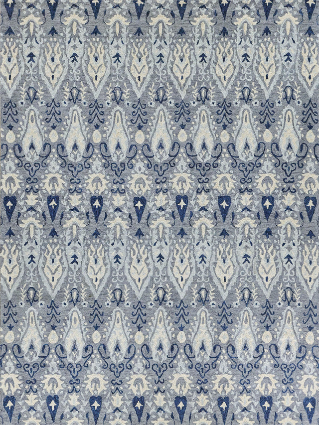 Exquisite Rugs Sarasota Hand Tufted New Zealand Wool in 5252 Gray/Light Blue 12' x 15' Area Rug