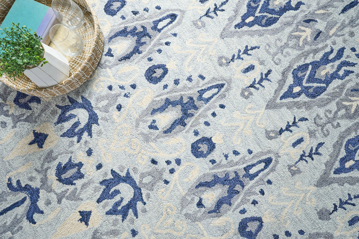 Exquisite Rugs Sarasota Hand Tufted New Zealand Wool in 5253 Light Blue/Gray 12' x 15' Area Rug
