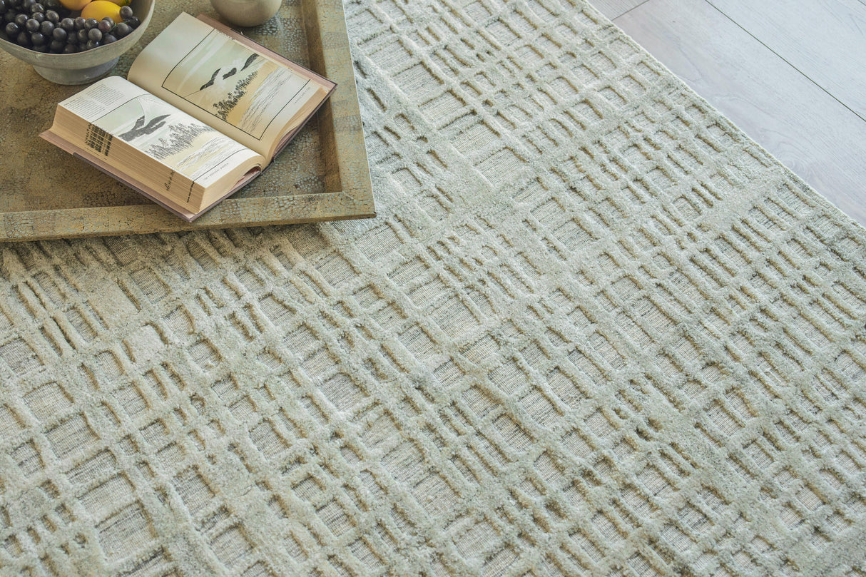 Exquisite Rugs Crescendo Hand-loomed Bamboo Silk 5324 Beige 4' x 5' Area Rug