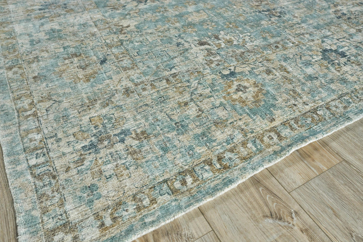 Exquisite Rugs Kensington Hand-loomed Wool/Bamboo Silk 5339 Blue 18' x 12' Area Rug