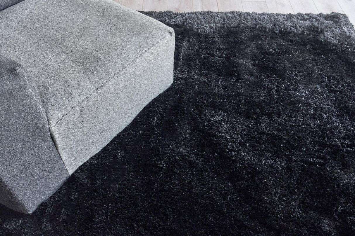 Exquisite Rugs Sumo Shag Hand-loomed Polyester/Microfiber 5344 Black 2' x 3' Area Rug