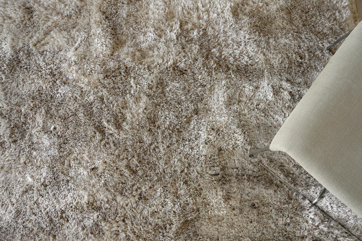 Exquisite Rugs Sumo Shag Hand Loomed Polyester/Microfiber in 5380 Light Beige 6' x 9' Area Rug