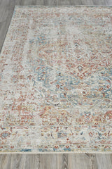 Exquisite Rugs Antique Loom 5572 Rust/Light Blue Polyester powerloom 3' x 2' Area Rug
