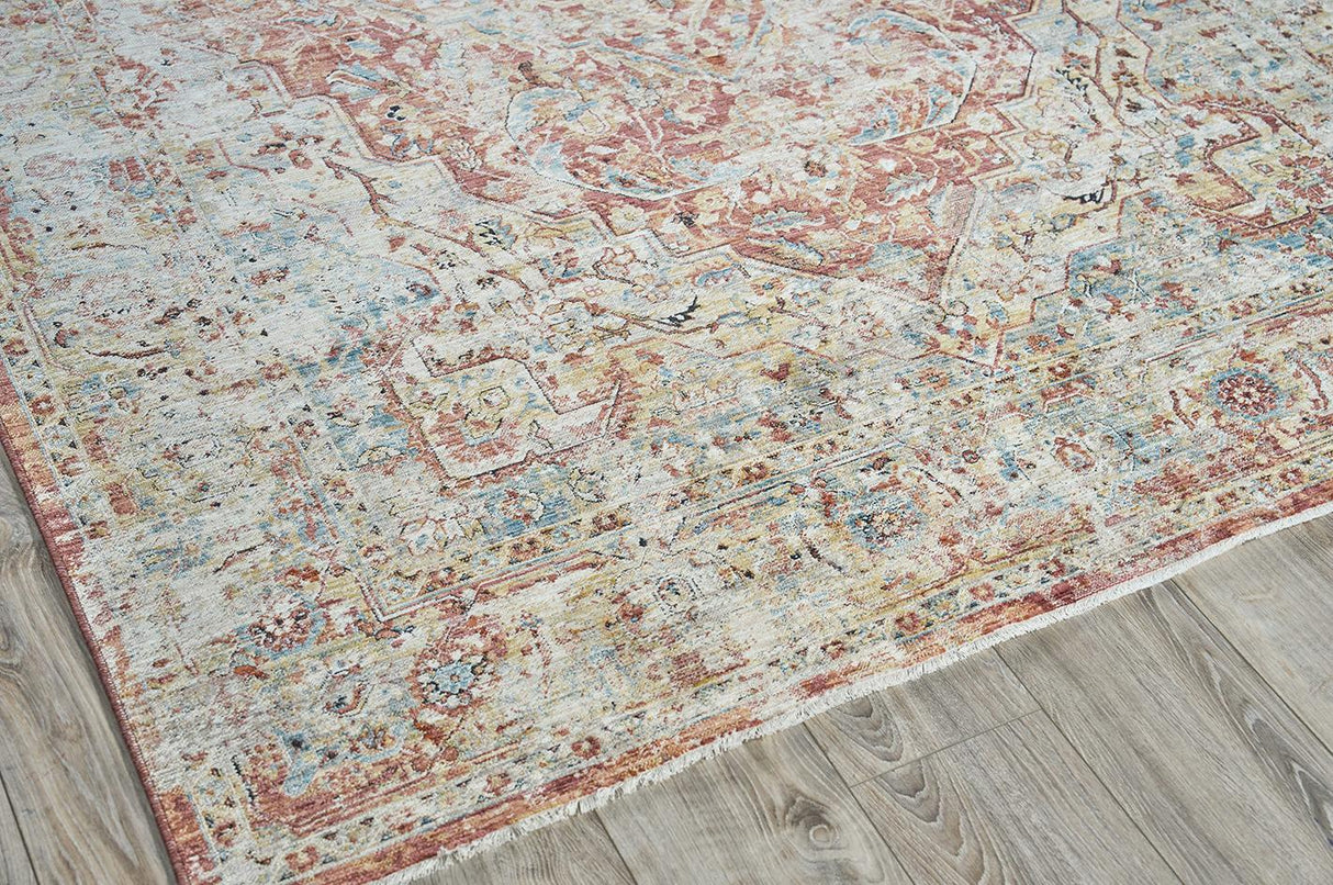 Exquisite Rugs Antique Loom 5575 Beige/Rust Polyester powerloom 3' x 2' Area Rug