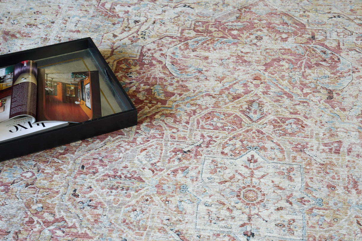 Exquisite Rugs Antique Loom 5575 Beige/Rust Polyester powerloom 3' x 2' Area Rug