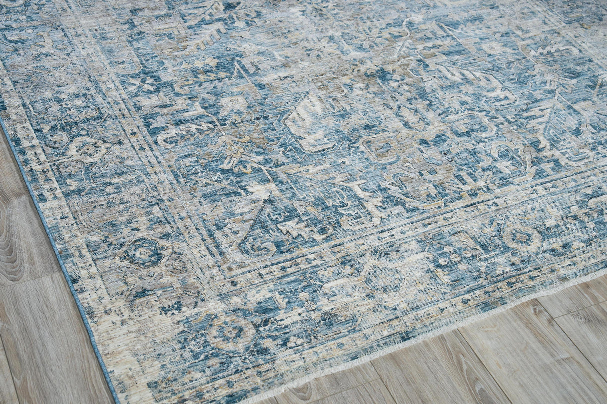 Exquisite Rugs Antique Loom 5589 Blue Polyester powerloom 3' x 2' Area Rug