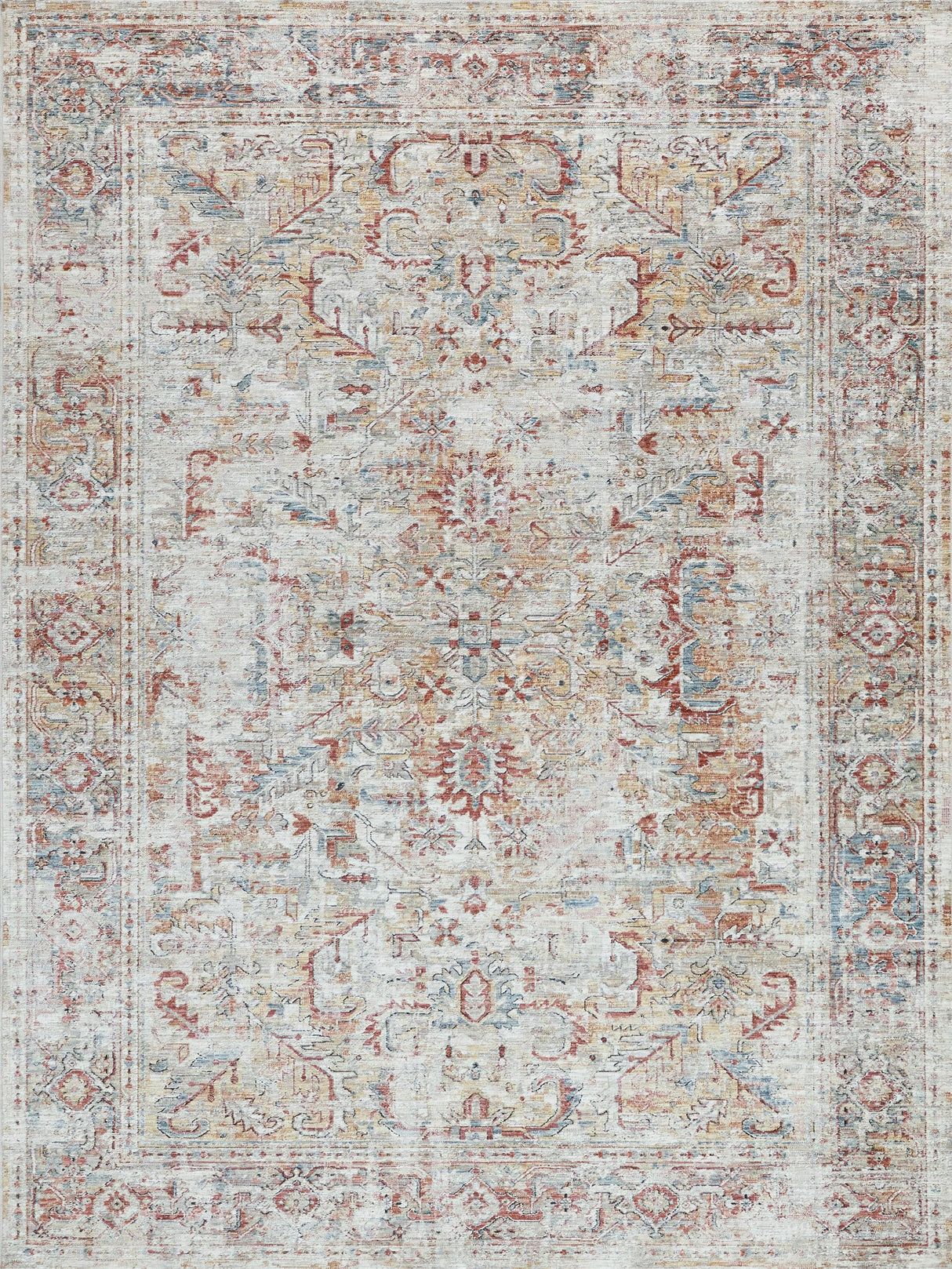Exquisite Rugs Antique Loom 5591 Cream/Rust Polyester powerloom 3' x 2' Area Rug