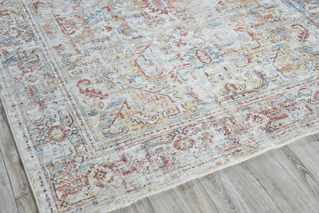 Exquisite Rugs Antique Loom 5591 Cream/Rust Polyester powerloom 3' x 2' Area Rug